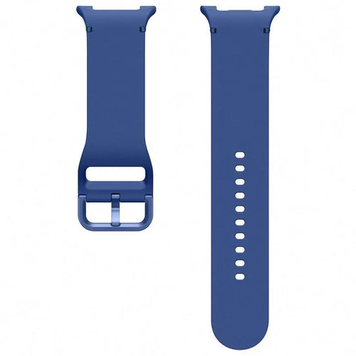 Silicone Sport Strap, navy blue, laid flat, separate parts, direct top view