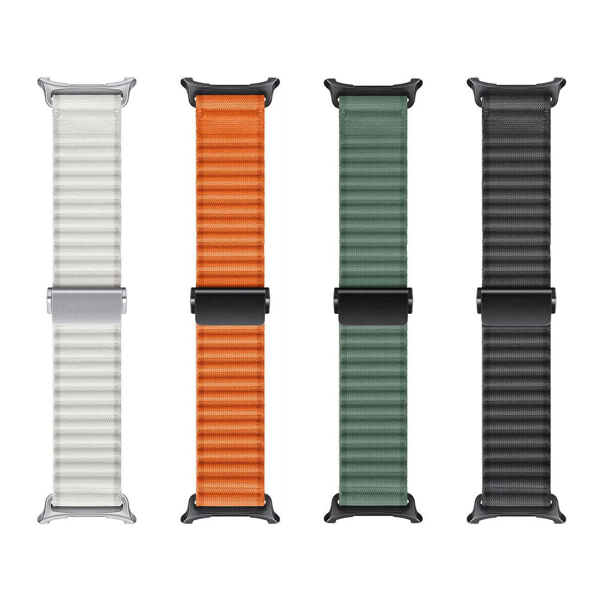 Outdoor Nylon Strap, black, laid flat, separate parts, direct top view