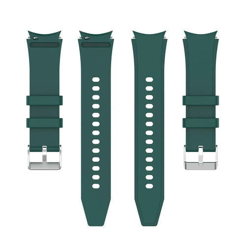 Silicone Strap 'Perfect Fit', dark green, laid flat, separate parts, direct top view