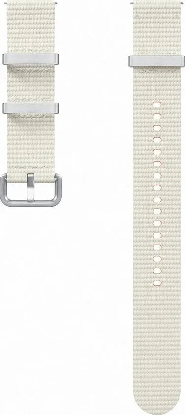 Nylon Athleisure Strap, cream, laid flat, separate parts, direct top view