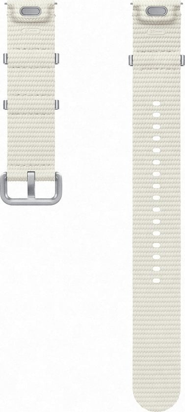 Nylon Athleisure Strap, cream, laid flat, separate parts, direct top view