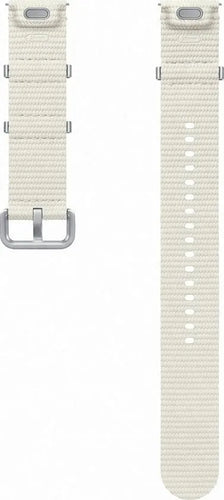 Nylon Athleisure Strap, cream, laid flat, separate parts, direct top view