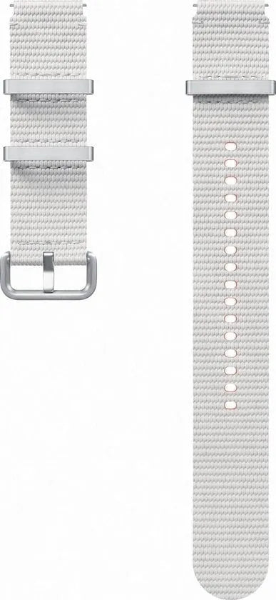 Nylon Athleisure Strap, silver, laid flat, separate parts, direct top view