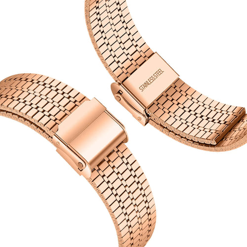Fine Steel Strap, rose gold, laid flat, separate parts, direct top view
