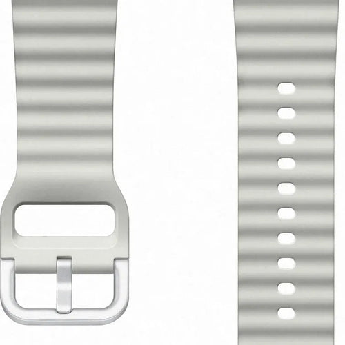 Silicone Sport Strap, silver, laid flat, separate parts, direct top view