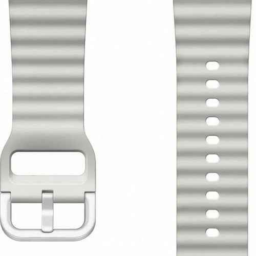 Silicone Sport Strap, silver, laid flat, separate parts, direct top view