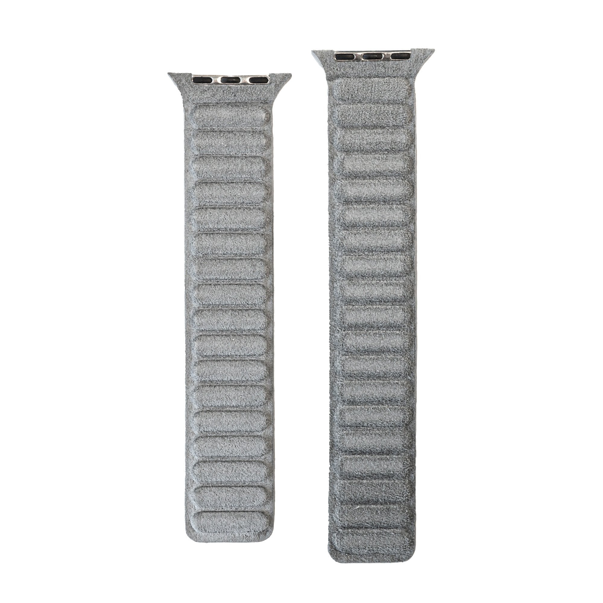 Nylon Alcantara Strap, grey, laid flat, separate parts, direct top view