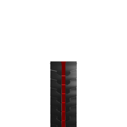 Steel Iron Strap, black/red, laid flat, separate parts, direct top view
