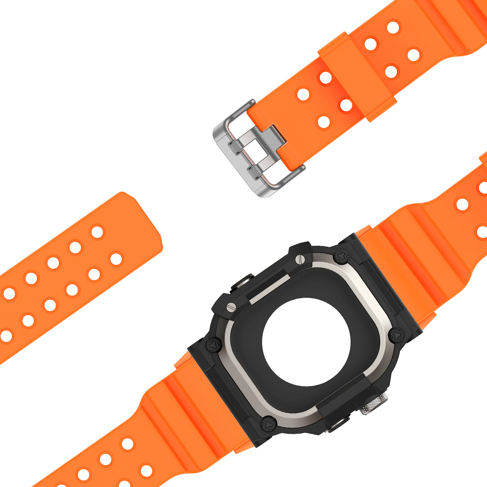 Bandz Apple Watch Ultra TPU Strap with Case (Orange/Titanium)