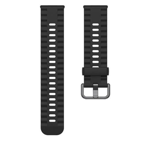 Silicone Classic Strap, black, laid flat, separate parts, direct top view