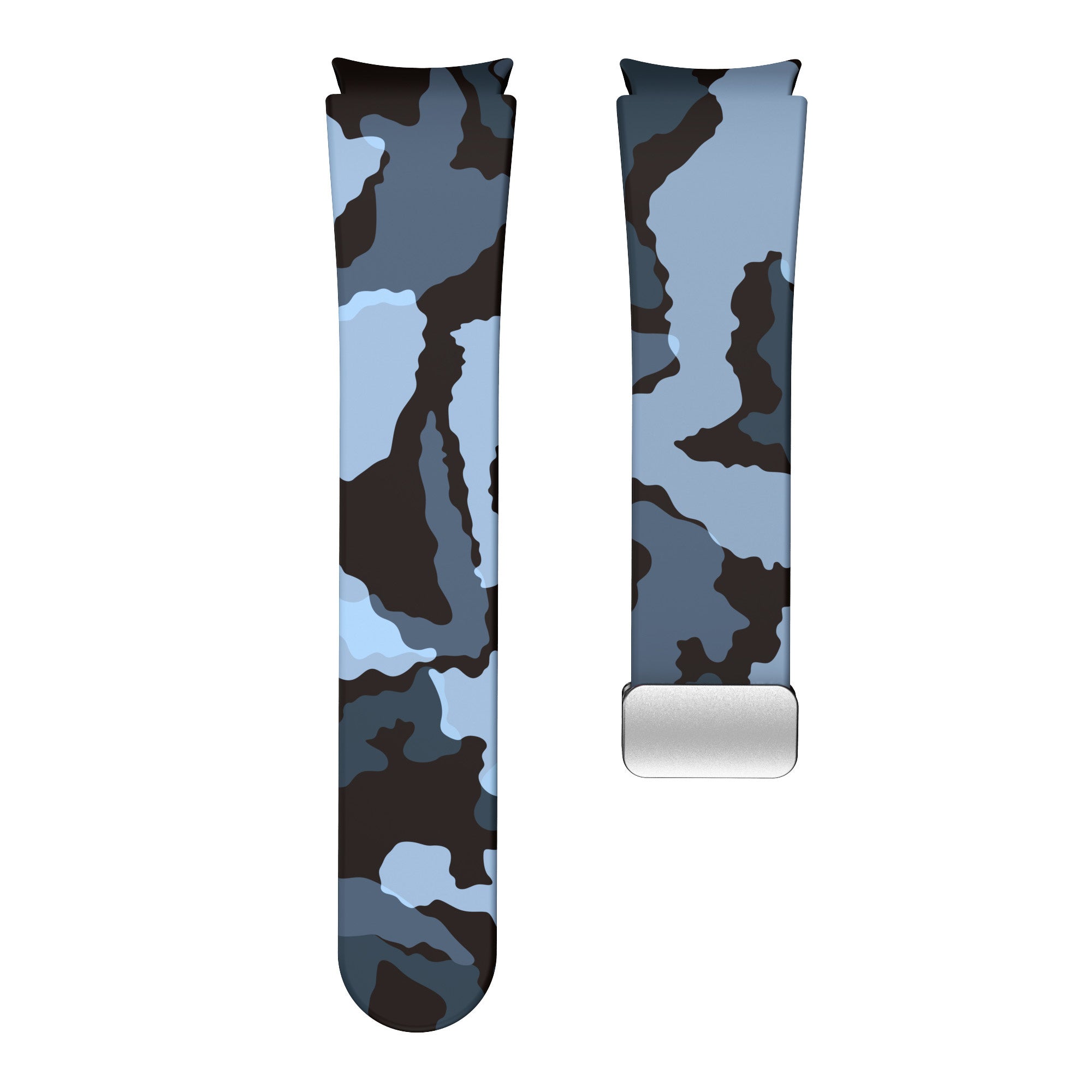 Silicone Magnetic Patterned Strap, laid flat, separate parts, direct top view