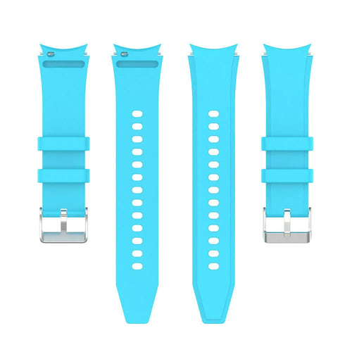 Silicone Strap 'Perfect Fit', light blue, laid flat, separate parts, direct top view