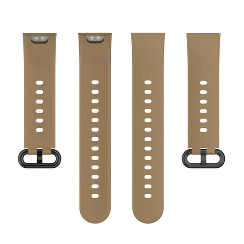 Silicone Strap, coffee, laid flat, separate parts, direct top view