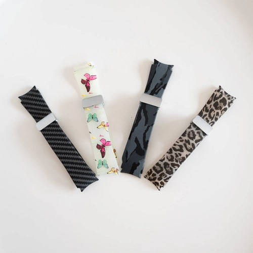 Silicone Magnetic Patterned Strap, laid flat, separate parts, direct top view