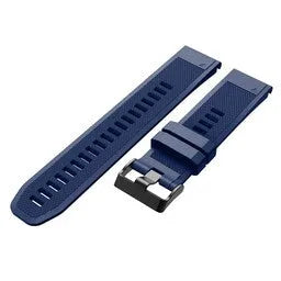 Silicone Strap, dark blue, laid flat, separate parts, direct top view