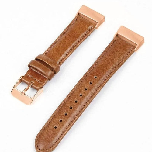 Leather Strap, brown, laid flat, separate parts, direct top view