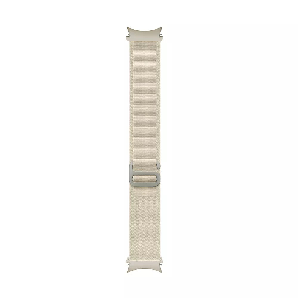 Alpine Nylon Strap, starlight, laid flat, separate parts, direct top view
