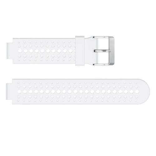 Silicone Strap, white, laid flat, separate parts, direct top view