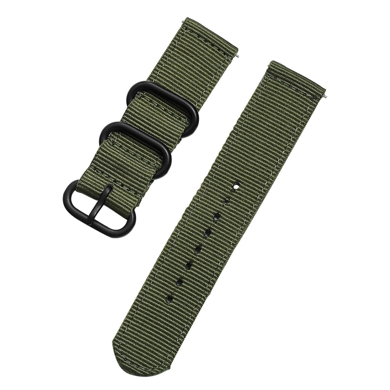 Nylon Buckle Strap, green, laid flat, separate parts, direct top view