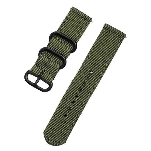 Nylon Buckle Strap, green, laid flat, separate parts, direct top view