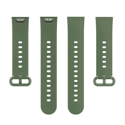 Silicone Strap, green, laid flat, separate parts, direct top view