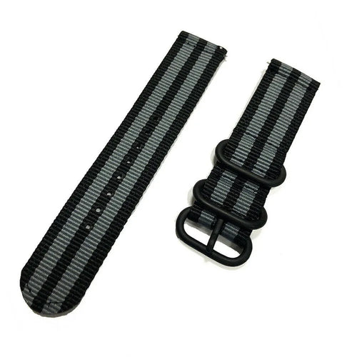 Nylon Buckle Strap, black/grey, laid flat, separate parts, direct top view