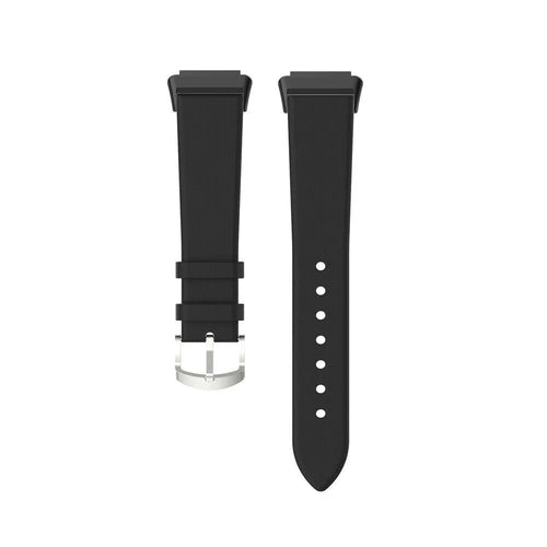 Leather Strap, black, laid flat, separate parts, direct top view