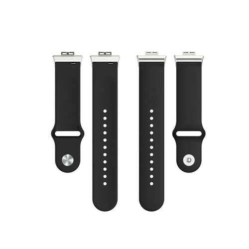 Silicone Sport Strap, black, laid flat, separate parts, direct top view
