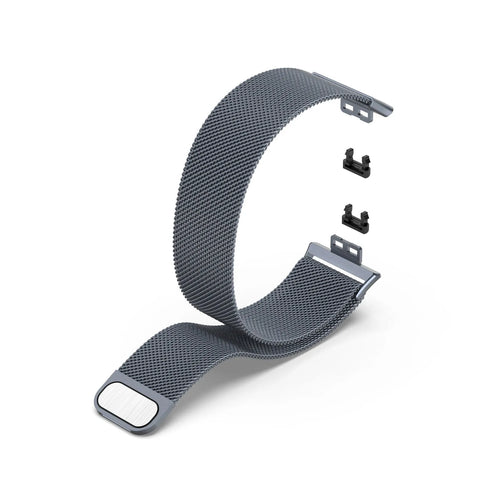 Milanese Strap, grey, laid flat, separate parts, direct top view