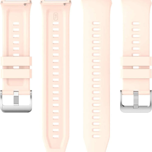 Silicone Strap, light pink, laid flat, separate parts, direct top view