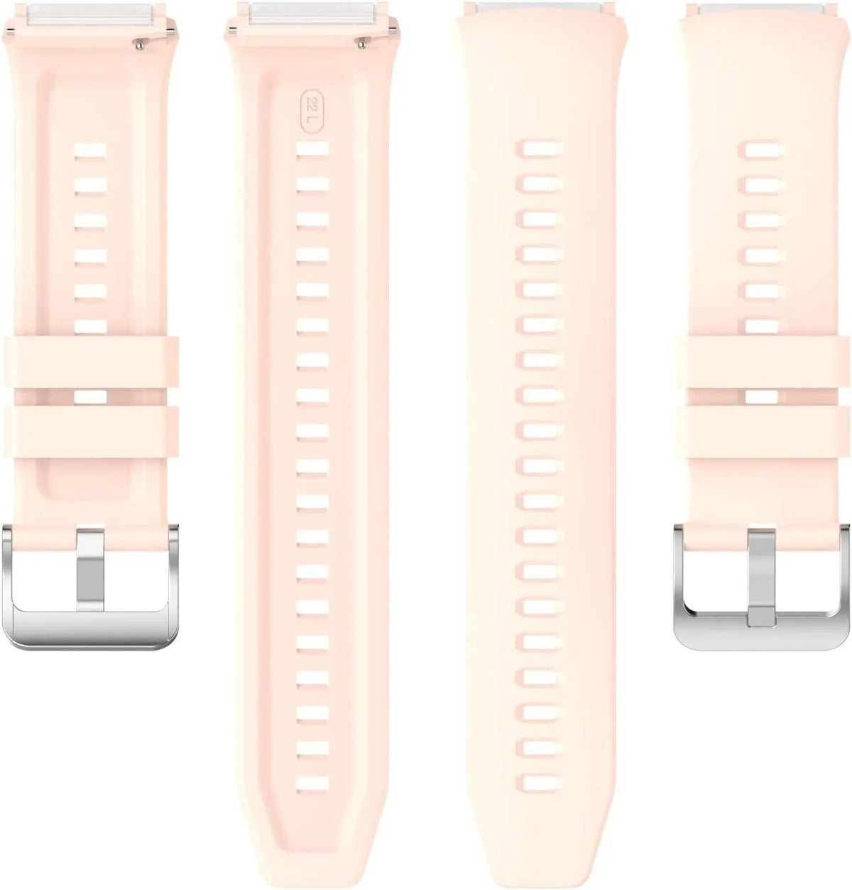 Silicone Strap, light pink, laid flat, separate parts, direct top view