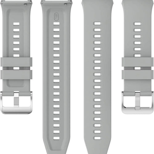 Silicone Strap, grey, laid flat, separate parts, direct top view