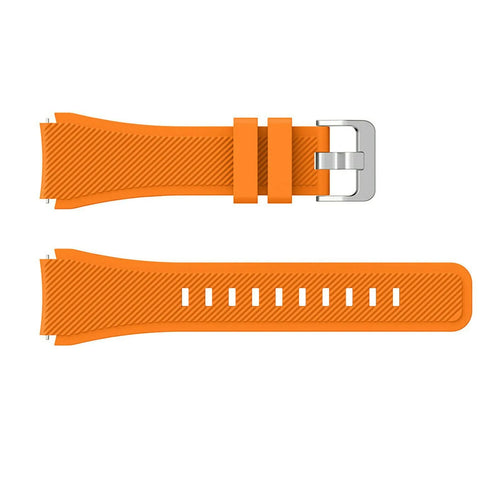 Twill Silicone Strap, orange, laid flat, separate parts, direct top view