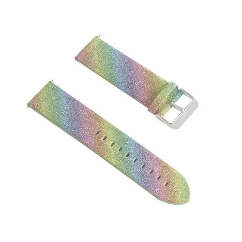Leather Strap with Glitters, rainbow, laid flat, separate parts, direct top view