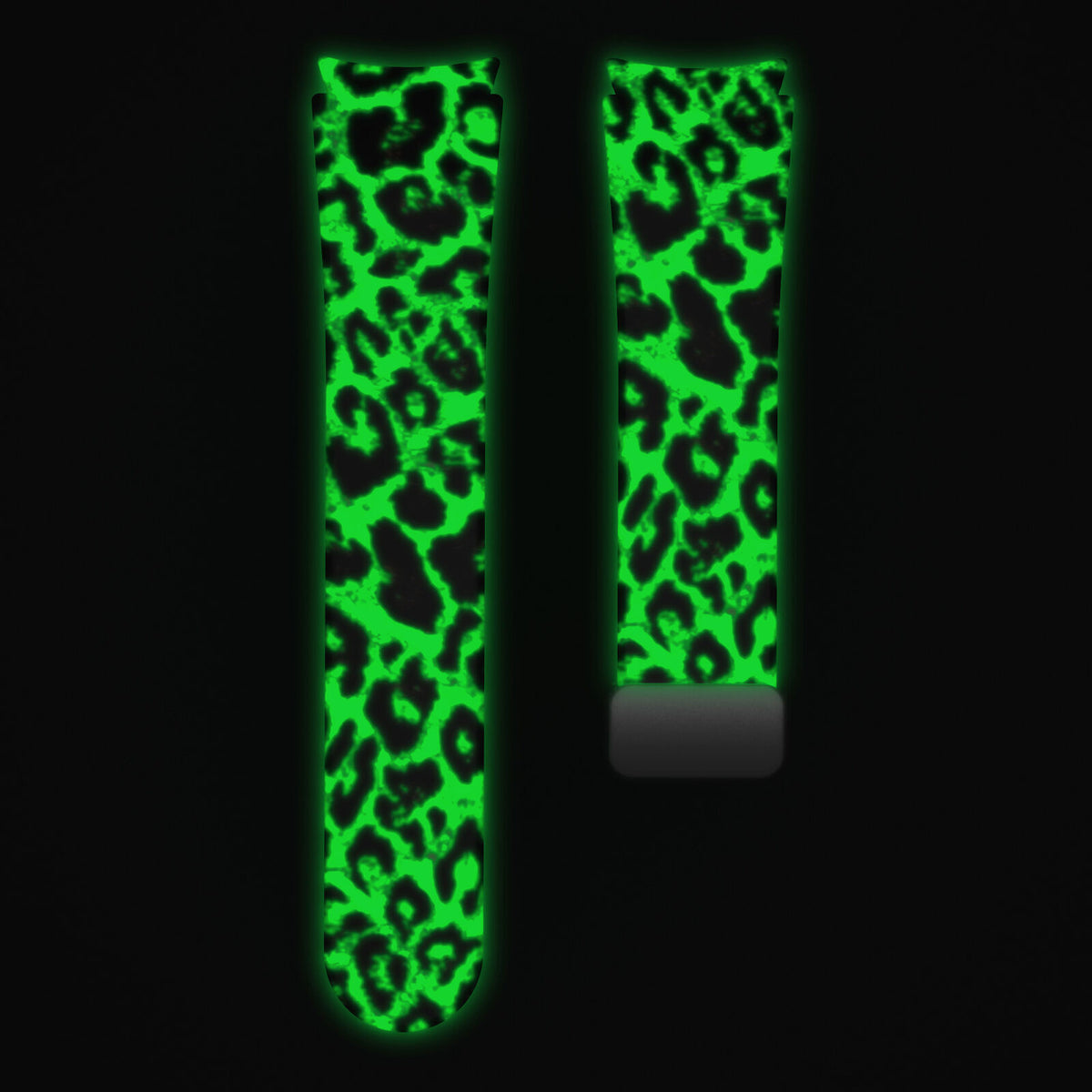 Silicone Magnetic Patterned Strap, laid flat, separate parts, direct top view