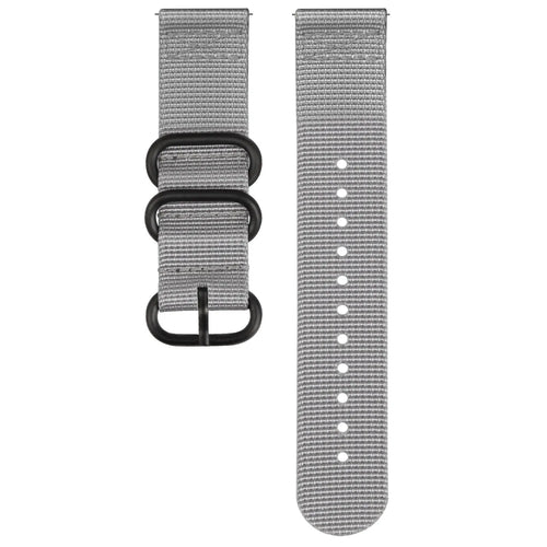 Nylon Buckle Strap, grey, laid flat, separate parts, direct top view