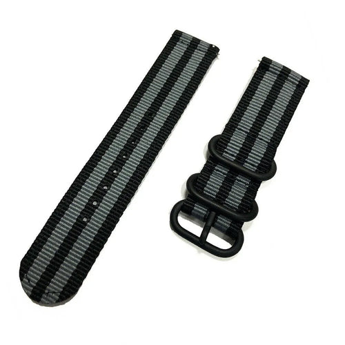 Nylon Buckle Strap, black/grey, laid flat, separate parts, direct top view