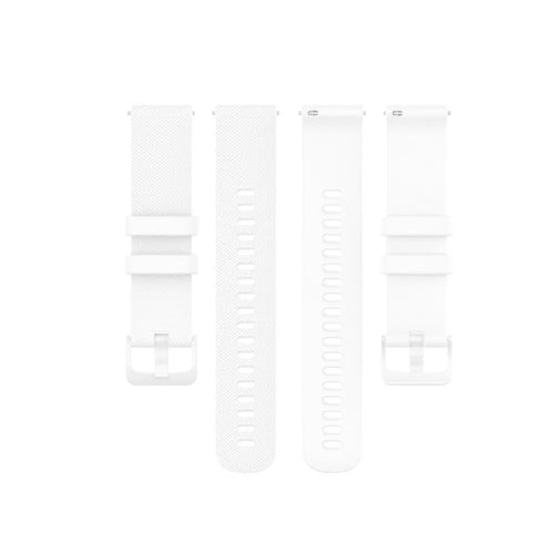 Premium Silicone Strap, white, laid flat, separate parts, direct top view