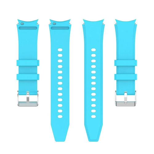 Silicone Strap 'Perfect Fit', light blue, laid flat, separate parts, direct top view