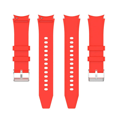 Silicone Strap 'Perfect Fit', bright red, laid flat, separate parts, direct top view