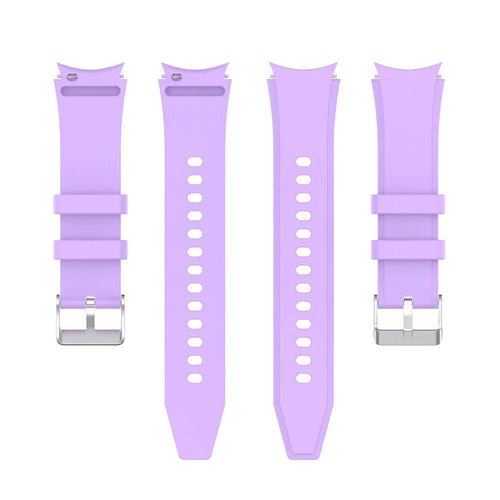 Silicone Strap 'Perfect Fit', lilac, laid flat, separate parts, direct top view