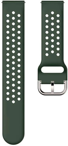 Breathable Silicone Strap, army green, laid flat, separate parts, direct top view