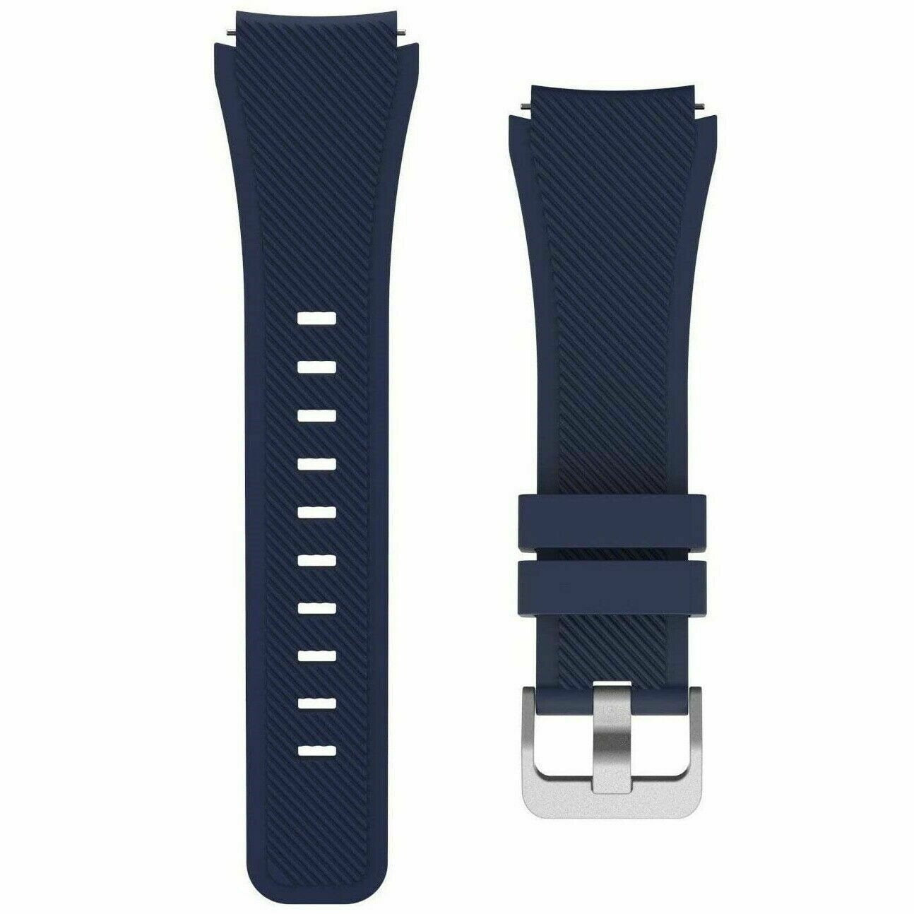 Twill Silicone Strap, dark blue, laid flat, separate parts, direct top view
