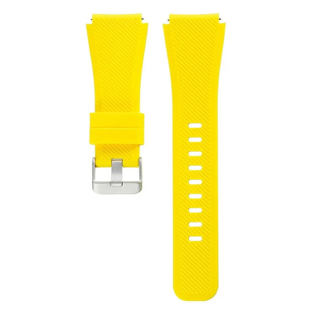Twill Silicone Strap, yellow, laid flat, separate parts, direct top view