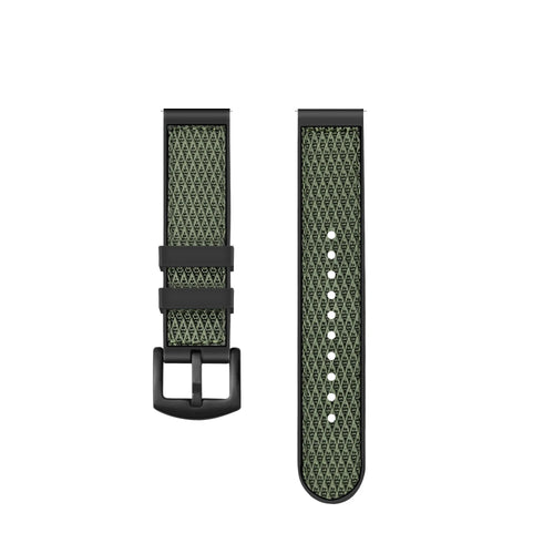 Nylon Hybrid Strap, green, laid flat, separate parts, direct top view