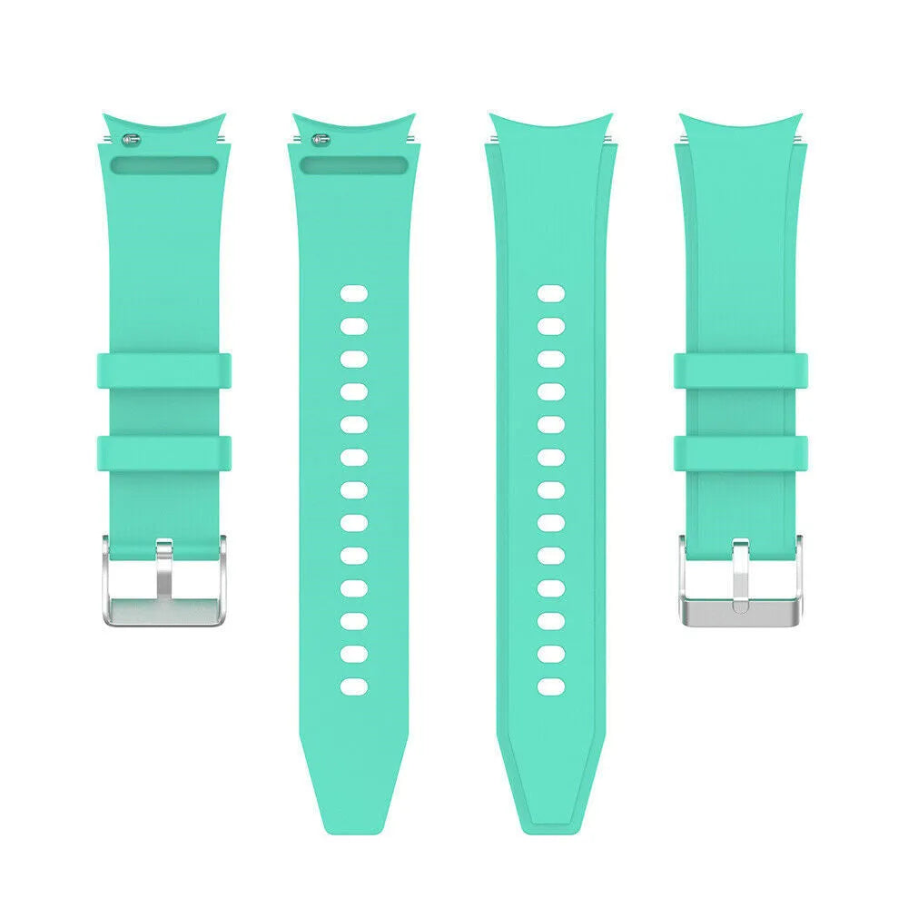 Silicone Strap 'Perfect Fit', aqua, laid flat, separate parts, direct top view