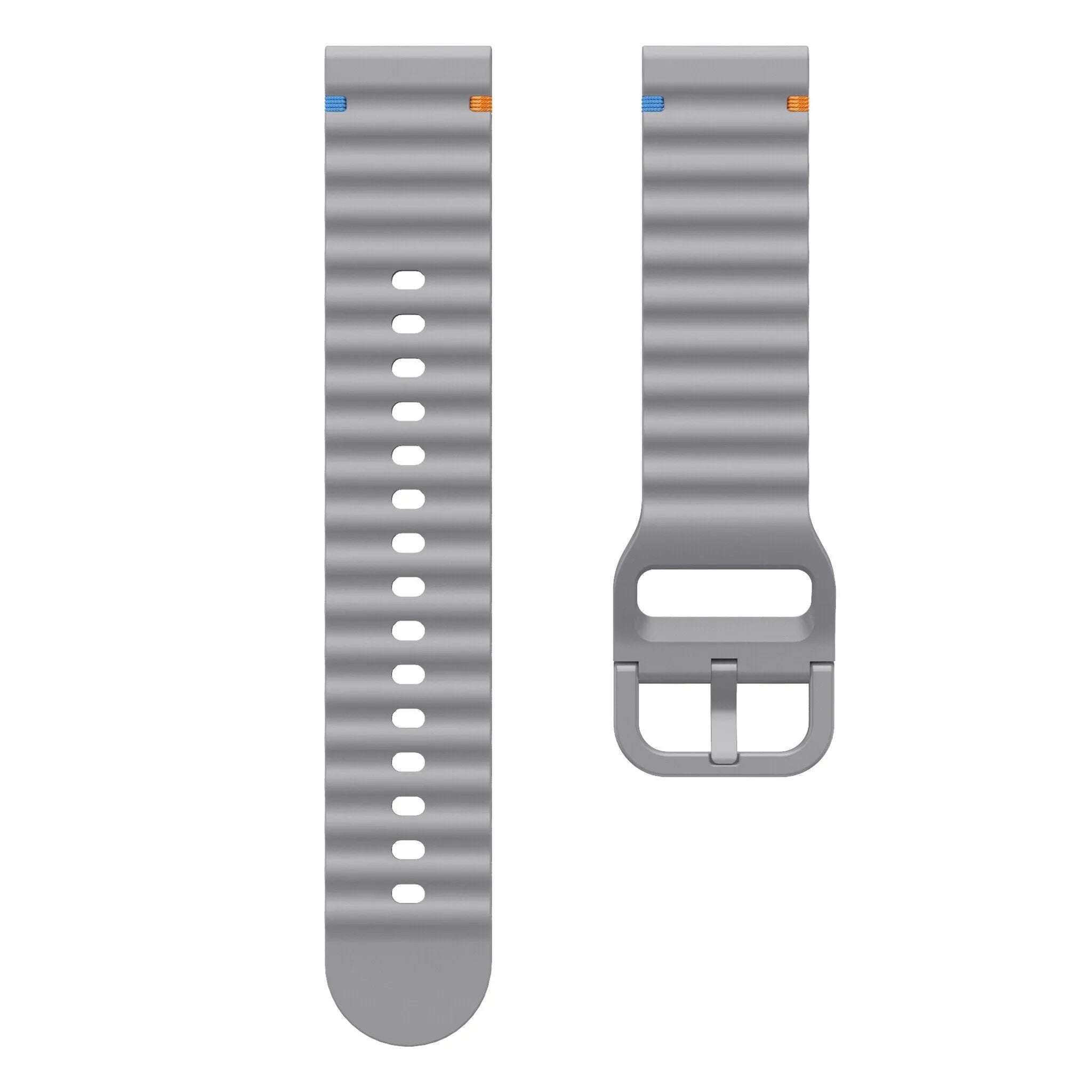 Wave Silicone Strap, dark grey, laid flat, separate parts, direct top view