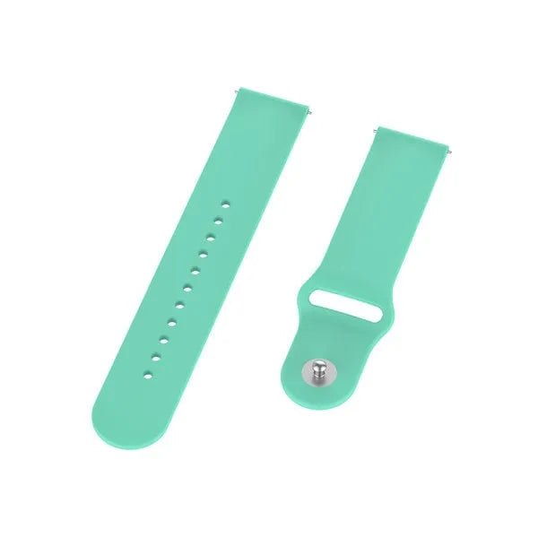 Silicone Sport Strap, aqua, laid flat, separate parts, direct top view