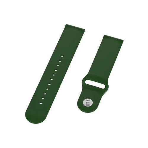 Silicone Sport Strap, army green, laid flat, separate parts, direct top view