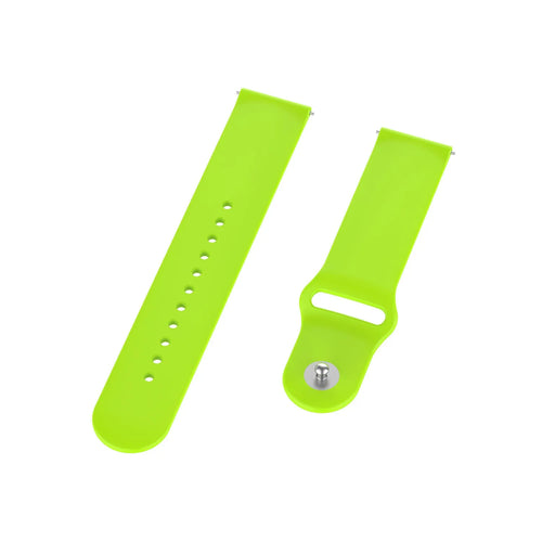 Silicone Sport Strap, lime, laid flat, separate parts, direct top view